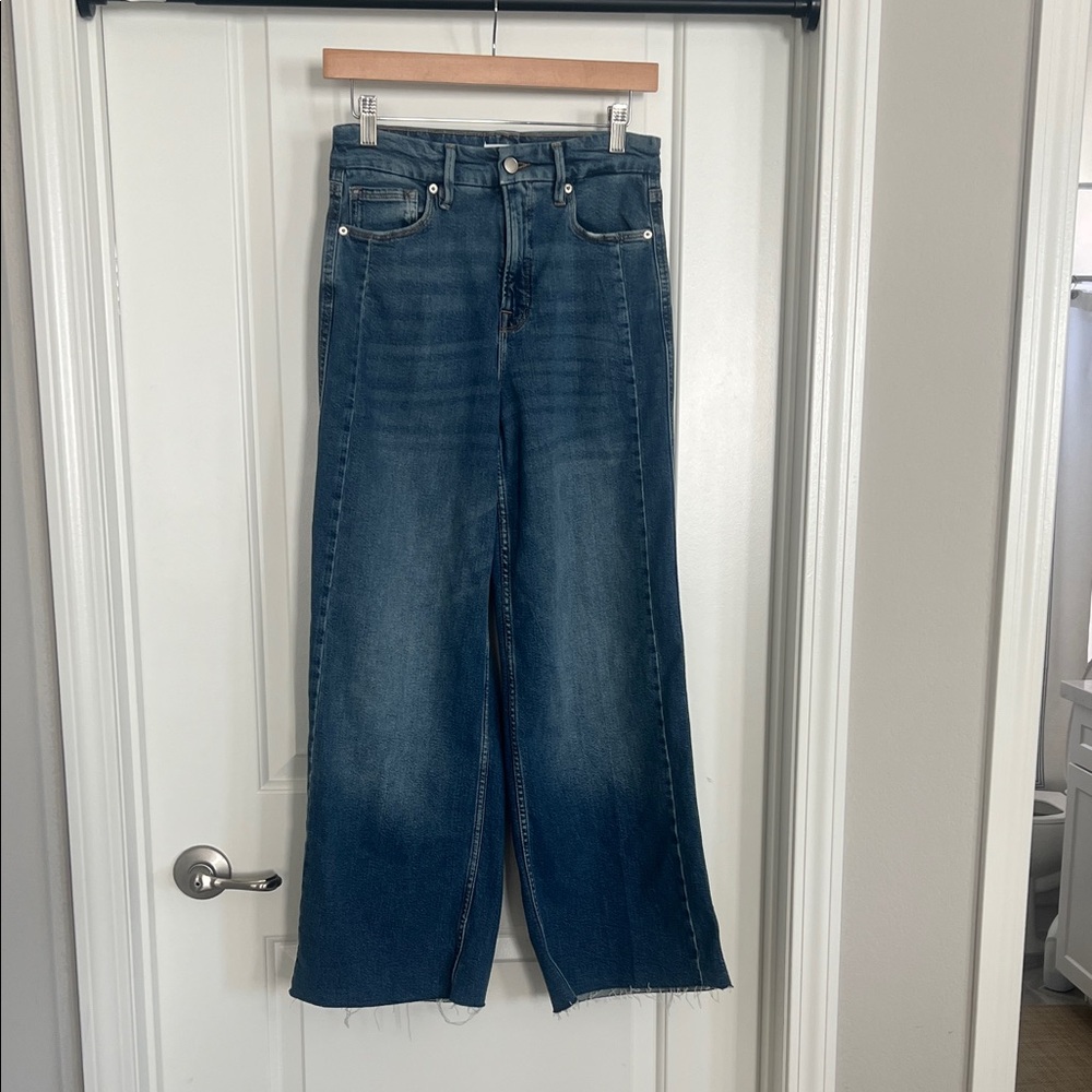 NWOT Good American Wide Leg Cropped Jeans